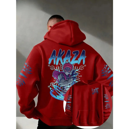 American Street Y2K "Demon Slayer" Themed Printed Men's Hoodie Anime Suitable for Both Men and Women Casual Sportswear