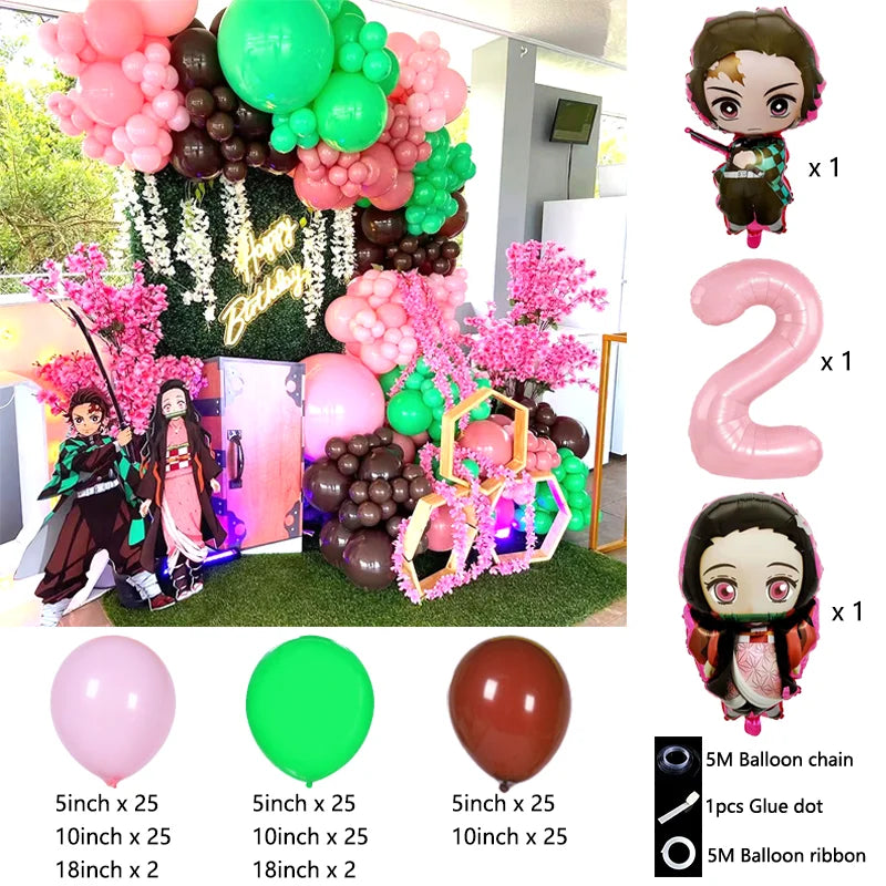 Anime Kimetsu No Yaiba Balloon Garland Assembly Kit Stylish Party Decoration Supplies for Birthday Celebration