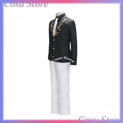 Anime Kibutsuji Muzan Cosplay Costume Wig Black Coat Uniform Shirt Formal Hat Full Set Man Woman Carnival Christmas Suit