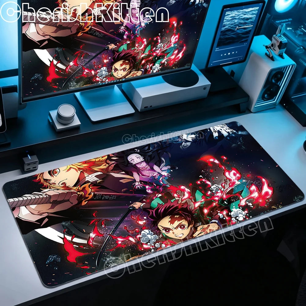 XXL Mouse Pad Large Demon Slayer Mousepad Office Computer Keyboard Gaming Table Mats for Laptop PC Anti-Slip Rubber Desk Mat