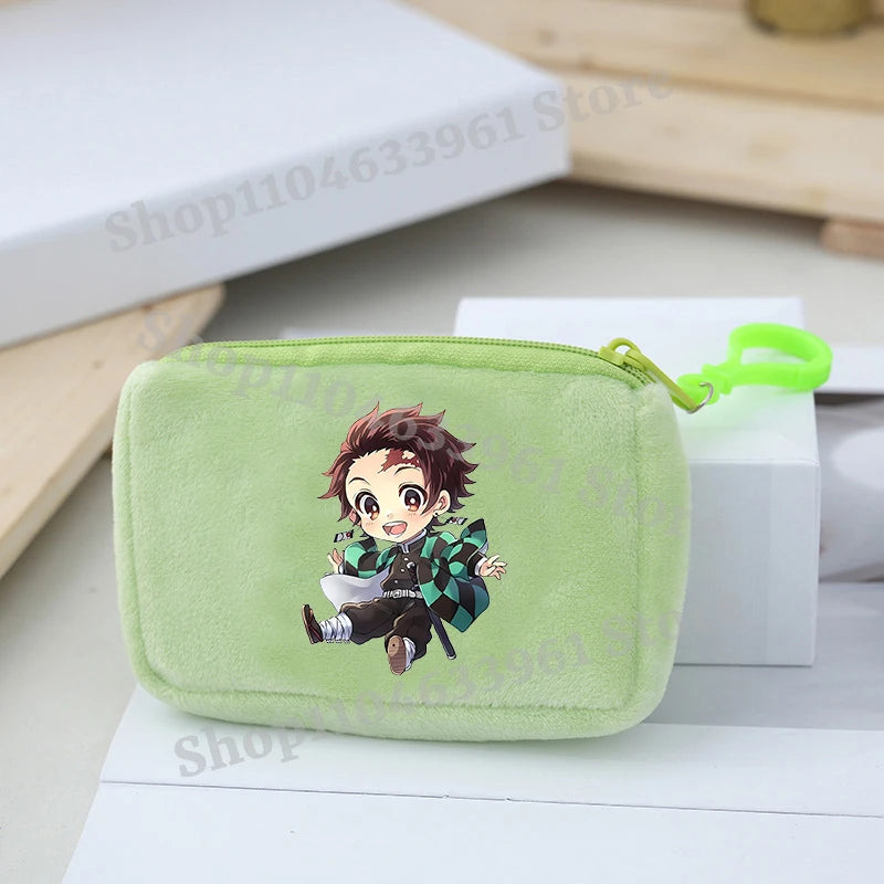 Demon Slayer Coin Purse Kimetsu No Yaiba Boy Girl Anime Cartoon Small Wallet Portable Mini Storage Bags Pendant Plush Coin Purse