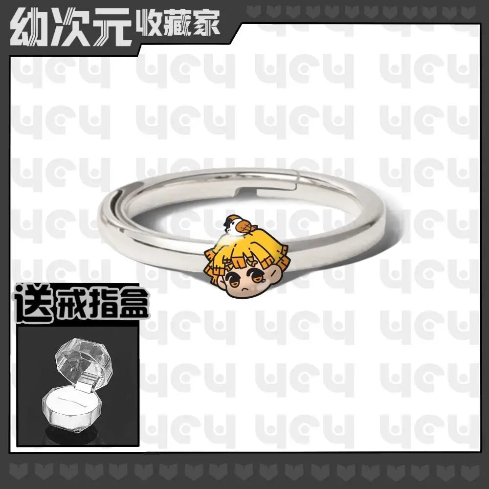 Demon Slayer Douma Tokitou Muichirou Tomioka Giyuu 2D Ring Fashion Personalized Cosplay Accessories Anime Original Niche Gift