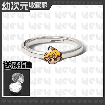Demon Slayer Douma Tokitou Muichirou Tomioka Giyuu 2D Ring Fashion Personalized Cosplay Accessories Anime Original Niche Gift