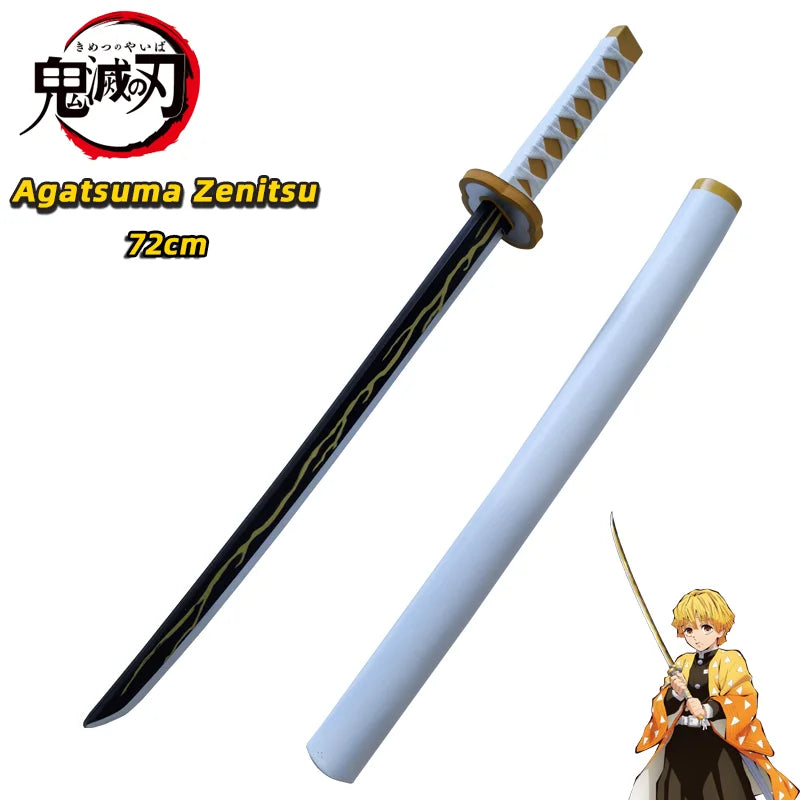 72cm Japanese Katana Samurai Sword Demon Slayer Katana Hashibira Inosuke Sword Kimetsu No Yaiba PU Ninja Knife Cosplay Toy Sword