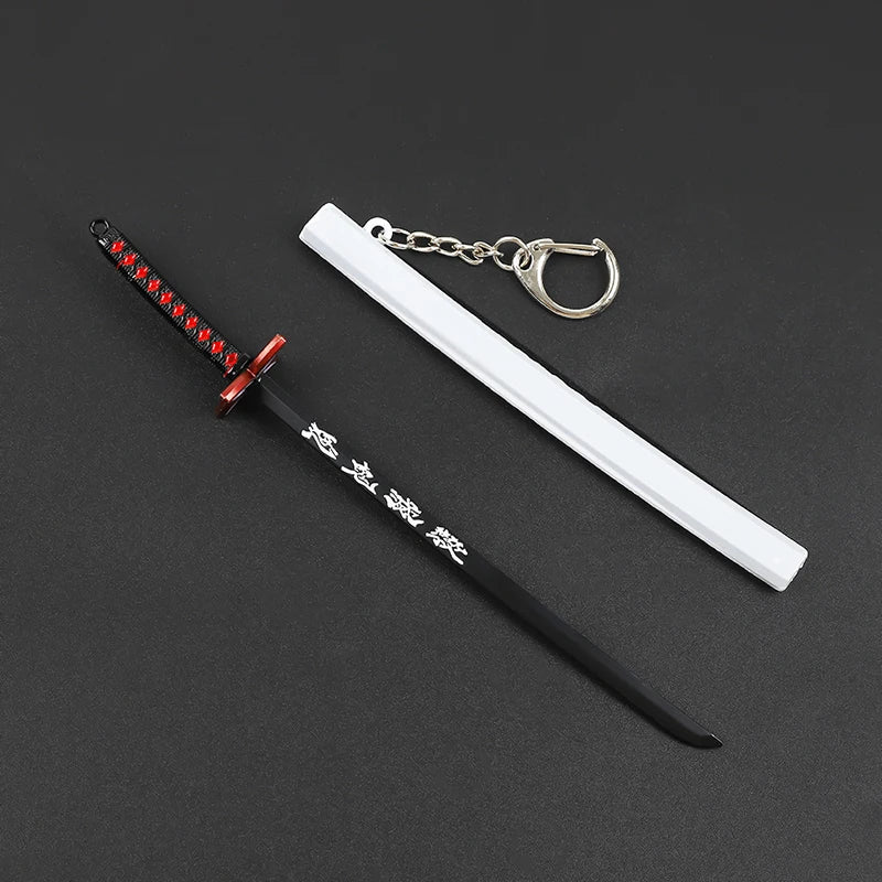 17cm Demon Slayer Keychain Nichirin Blade Model Anime Backpack Pendant Key Ring Tanjirou Zenitsu Creative Collectible Toy Gift