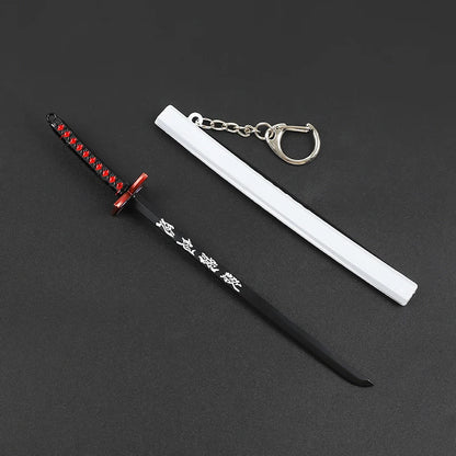 17cm Demon Slayer Keychain Nichirin Blade Model Anime Backpack Pendant Key Ring Tanjirou Zenitsu Creative Collectible Toy Gift