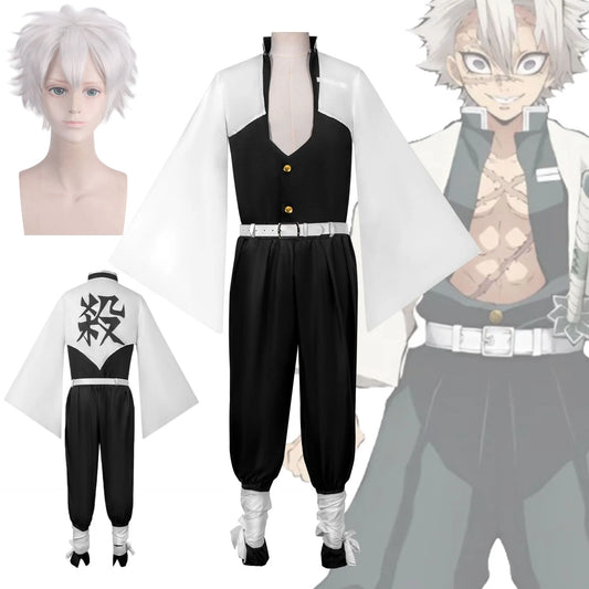 Anime Shinazugawa Sanemi Cosplay Costume Wig Halloween Party Suit