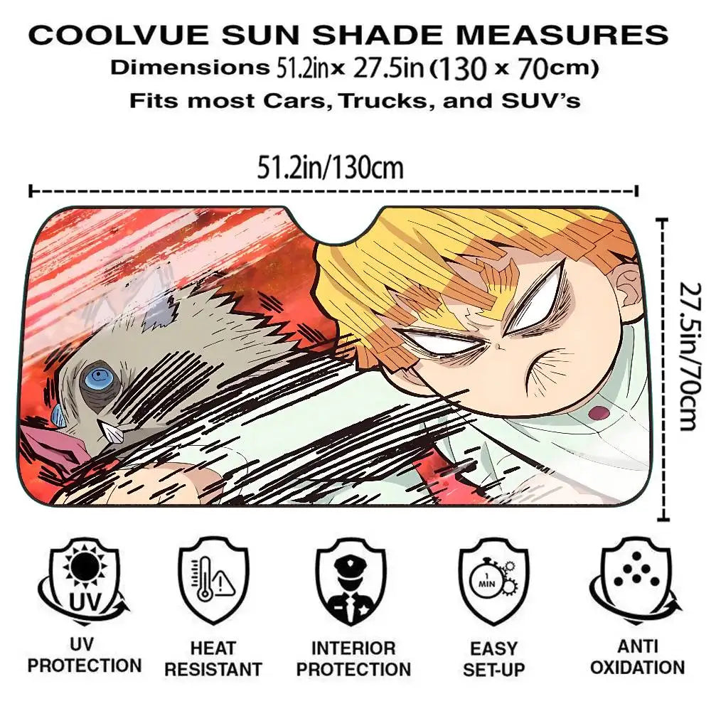 I-Inosukes Zenitsus T-Tanjiros Car SunShade Windshield Cover UV Protection Auto Visor Accessories For Cars