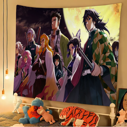Anime Demon Slayer Colorful Tapestry Wall Hanging Bohemian Wall Tapestries Mandala Wall Art Decor