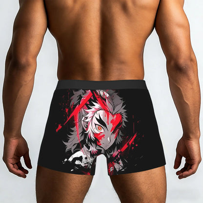 Kyojuro Rengoku Blood Splash Anime Bandai Demon Slayer Underpants Homme Panties Men's Underwear Comfortable Shorts Boxer Briefs
