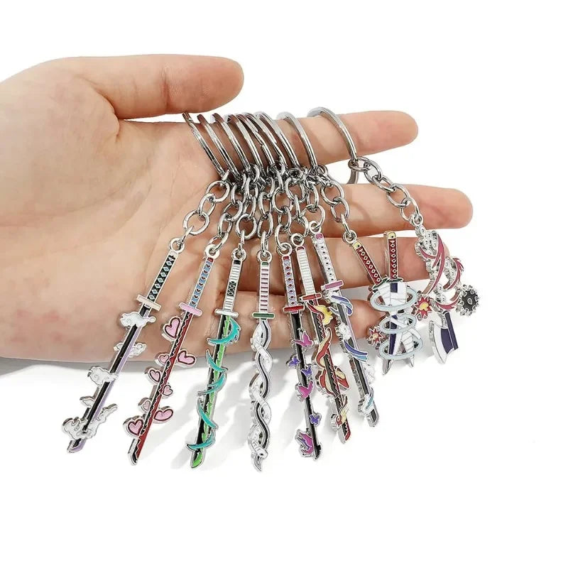 Anime Demon Slaye Sword Keychains Mini Japanese Katana Collection Souvenir Key Chains Enamel Pin Pendant Decor Exquisite Gifts