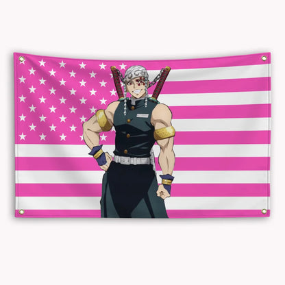 Anime Demon Slayer American Flag Rengoku Kyoujurou Kochou Shinobu Banner Advertising Home Decor Items Tapestry Garage Flags Hang