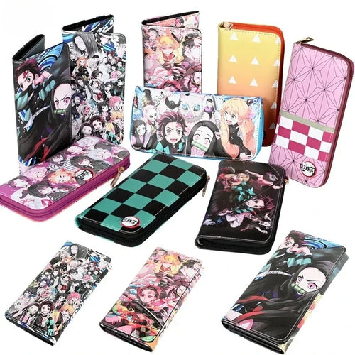 Demon Slayer Anime Cartoon Wallet Kimetsu No Yaiba Tanjirou Nezuko Zenitsu Giyuu Character Printing Zipper Wallet Birthday Gift
