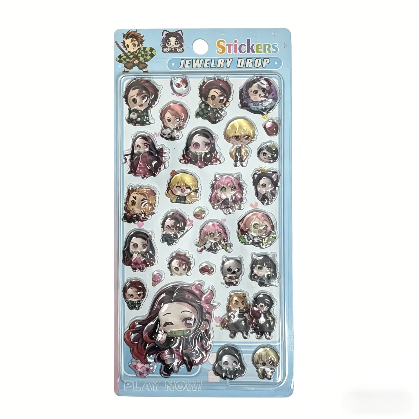 Anime Demon Slayer Style3D Crystal Epoxy Stickers Q Characters Decals for Phone Case Laptop Scrapbooking DIY Crafts Accessories