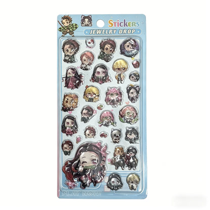 Anime Demon Slayer Style3D Crystal Epoxy Stickers Q Characters Decals for Phone Case Laptop Scrapbooking DIY Crafts Accessories