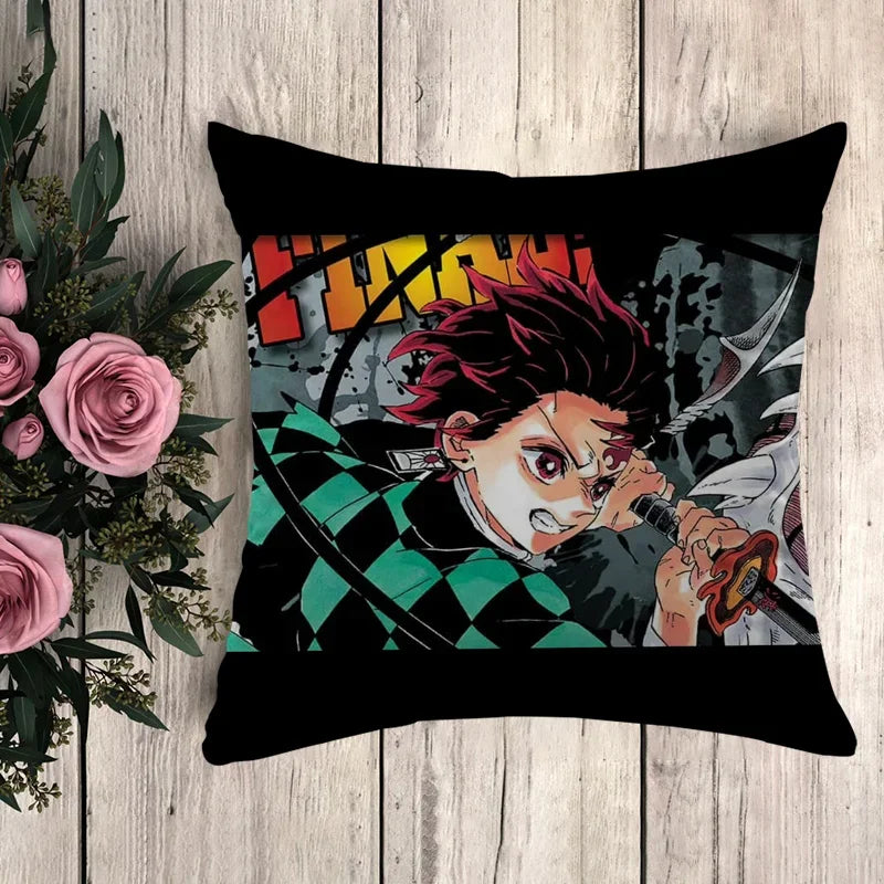 Pillow Demon Slayer Cushion Cover 45*45 Pillowcase Decorative Pillows for Sofa Pilow Cases Pillowcases 50x50 Car Decoration Body