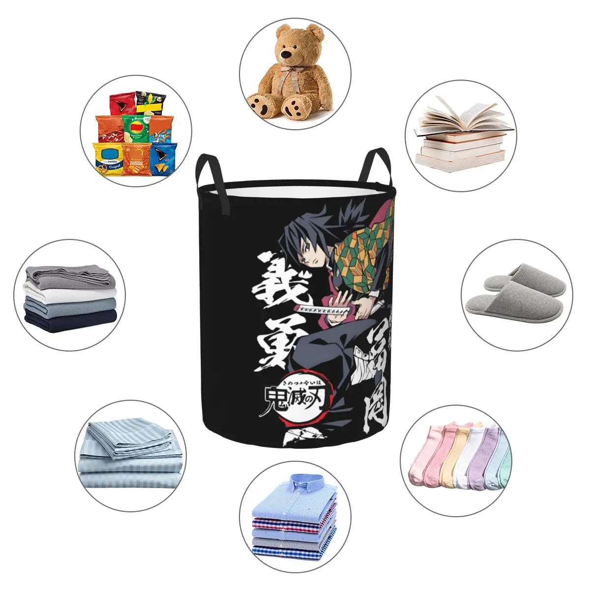 Demon Slayer Tanjiro Kamado Laundry Basket Collapsible Large Capacity Clothes Storage Bin Anime Manga 
 Laundry Hamper