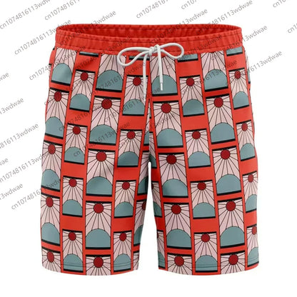 2026 Ghost Slayer Blade Shorts Men Demon Slayer Inspired Boardshorts Summer Beach Trunks Japanese Cosplay Bathing Suit Kid Short