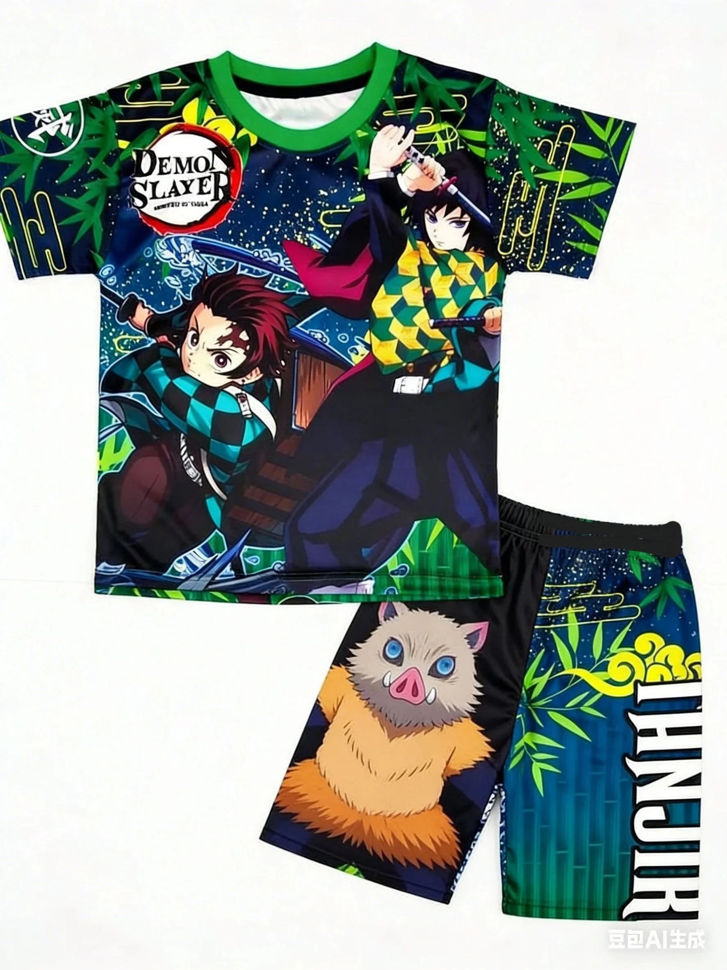 Demon Slayer Multiple Characters, Children's and Adults' 3D Printed Pajamas and Loungewear, Family Outing T-shirts, Shorts