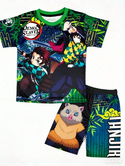 Demon Slayer Multiple Characters, Children's and Adults' 3D Printed Pajamas and Loungewear, Family Outing T-shirts, Shorts