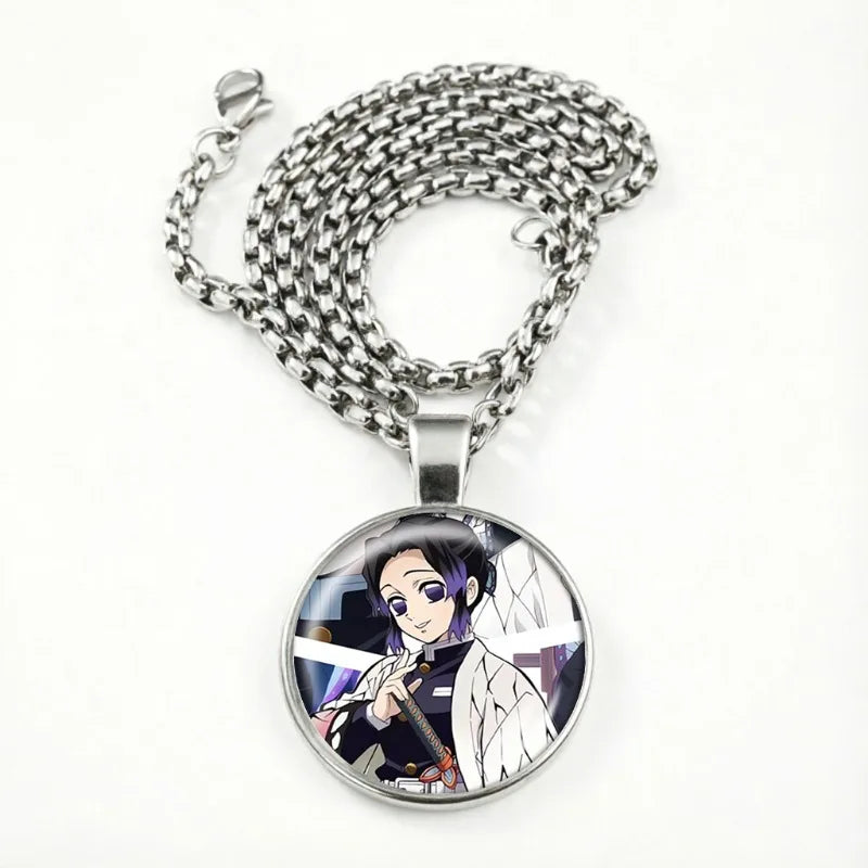 Demon Slayer Necklace for Women Cute Nezuko Jewelry Time Gem Pendants Fashion Sweater Decoration Anime Cartoon Accessories Gift