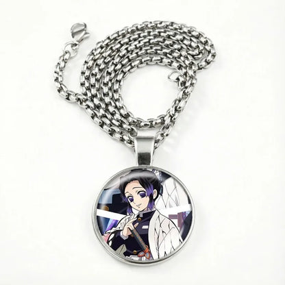 Demon Slayer Necklace for Women Cute Nezuko Jewelry Time Gem Pendants Fashion Sweater Decoration Anime Cartoon Accessories Gift