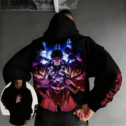 Demon Slayer Men's Hoodie Sweatshirt Gyomei Himejima Anime Spring Autumn Winter Boy Harajuku Long-sleeved Parent-child Outfit