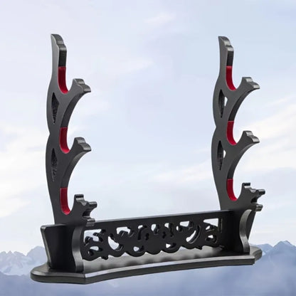 Wooden Katana Stand Holder Dragon Sword Storage Shelf Rack Support Display Japanese Katana Demon Slayer Sabre Cradle Organizer