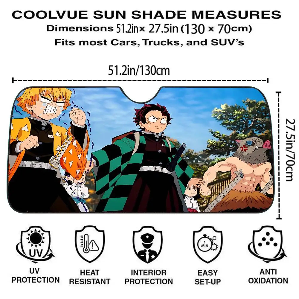 I-Inosukes Zenitsus T-Tanjiros Car SunShade Windshield Cover UV Protection Auto Visor Accessories For Cars