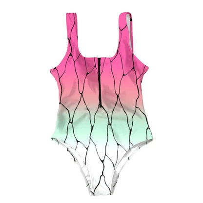 Anime Demon Slayer Cosplay Swimsuit Large Size 5XL Siamese Bathing Bikini Girls Sexy Sleeveless One-Pieces Beach Swimming Suit