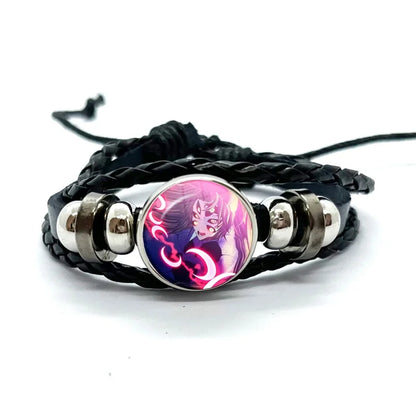 Kokushibo Anime Figure Leather Bracelets Cosplay Eyes Cartoon Horror Multilayer Braided Bracelets Bangles Handmade Jewelry Gifts