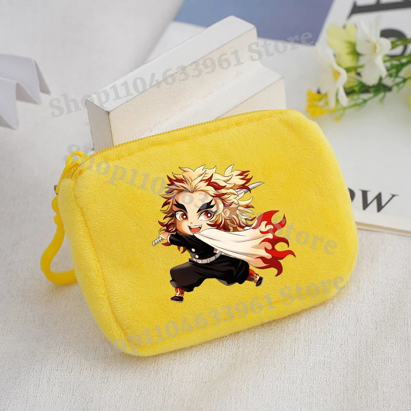 Demon Slayer Coin Purse Kimetsu No Yaiba Boy Girl Anime Cartoon Small Wallet Portable Mini Storage Bags Pendant Plush Coin Purse