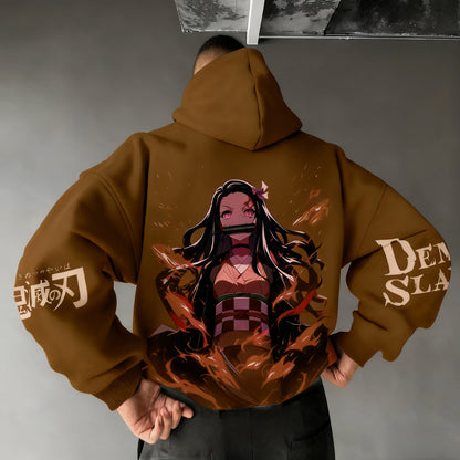 Demon Slayer Men's Hoodie Sweatshirt Kamado Nezuko Anime Spring Autumn Winter Boy Harajuku Long-sleeved Parent-child Outfit