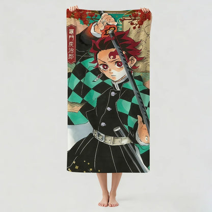 Anime D-Demon S-Slayer  Towel Drying Bath Towel Applicable To Light Swimming Camping Yoga Beach Out