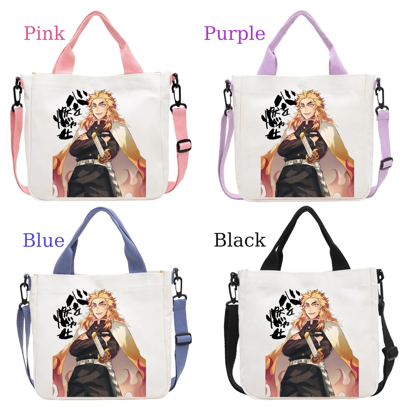 Demon Slayer Kamado Nezuko Tanjirou Anime Cartoon Crossbody Bag Commuting Shoulder Bag Canvas Tote Bags Handbag Birthday Gift