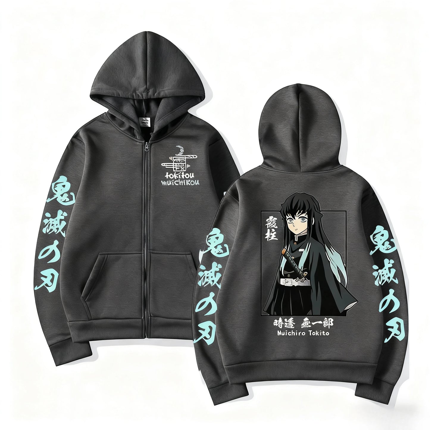 Demon Slayer Muichiro Tokit Hoodie Anime Jacket Zip Up Casual Tops Streetwear 2026 Autumn Winter Long Sleeve Pullover Men Women