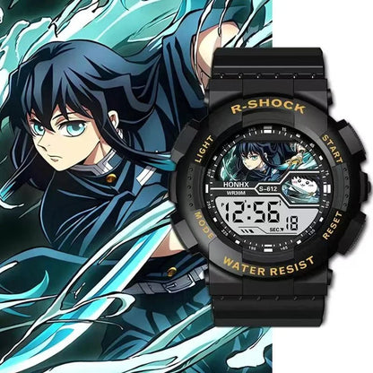 Anime Demon Slayer Sports Watches Tomioka Giyuu Kochou Shinobu Tokitou Muichirou Multifunction Waterproof Noctilucent Wristwatch