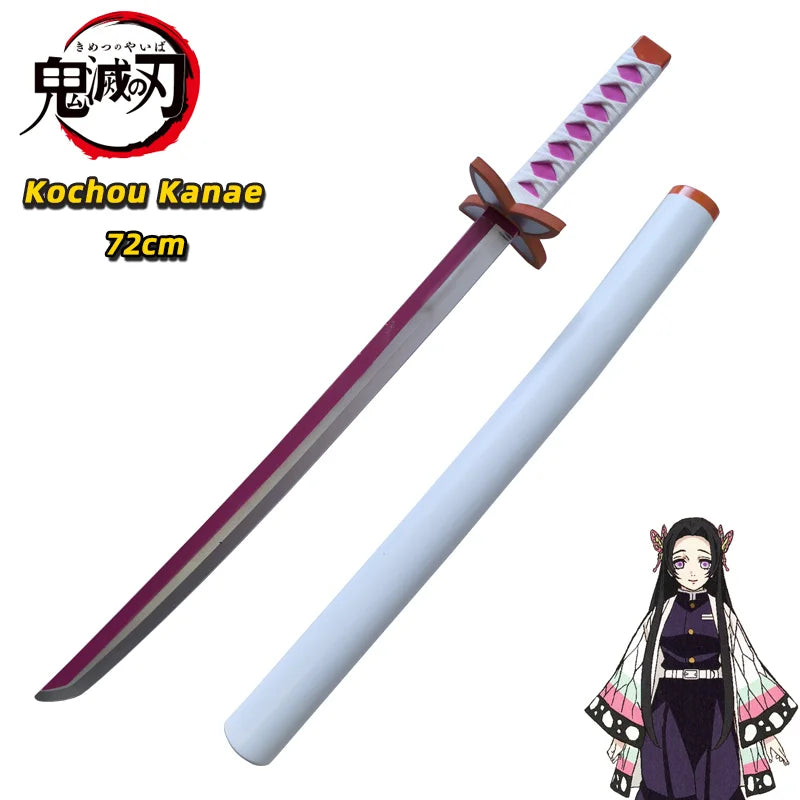 72cm Japanese Katana Samurai Sword Demon Slayer Katana Hashibira Inosuke Sword Kimetsu No Yaiba PU Ninja Knife Cosplay Toy Sword