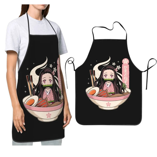Nezuko Ramen Fan Art Demon Slayer Aprons Chef Cooking Cuisine Tablier Waterproof Bib Kitchen Cleaning Pinafore