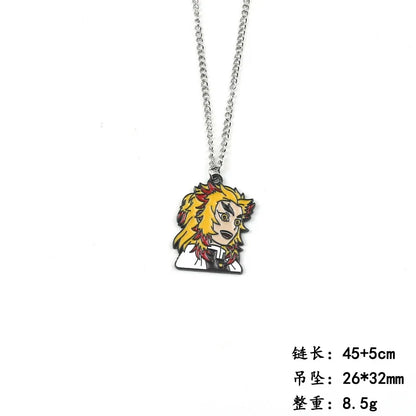 Anime Demon Slayer Cosplay Accessory Kimetsu No Yaiba Pendant Necklace Tanjiro Kamado Spray Paint Oil Drop Alloy Charm Jewelry