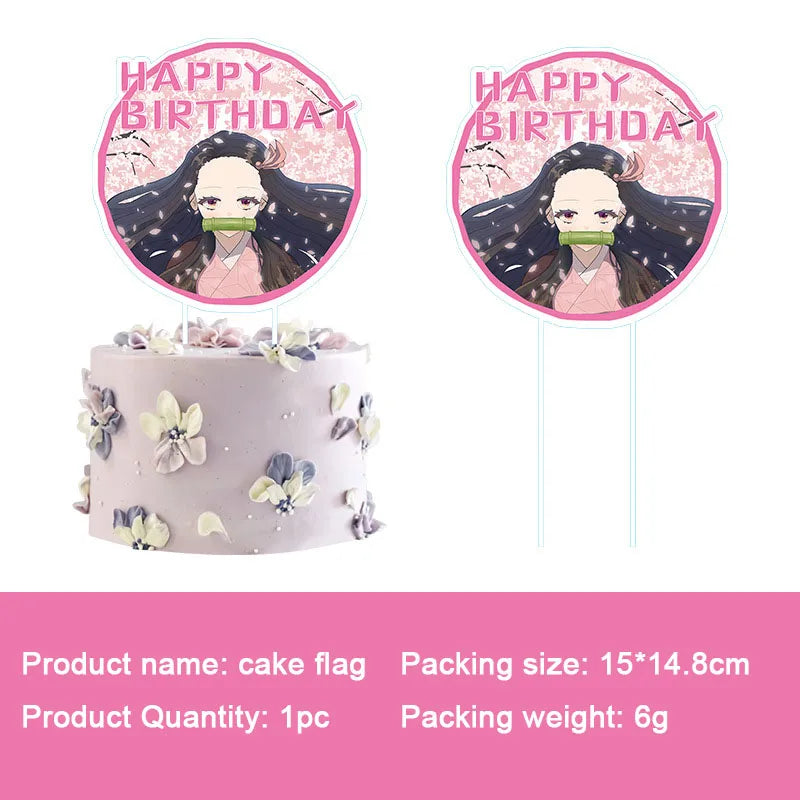 Anime Demon Slayer Kamado Nezuko themed party decoration paper cups plates tissues  baby showers balloons girls birthday gifts
