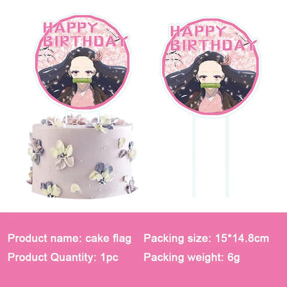 Anime Demon Slayer Kamado Nezuko themed party decoration paper cups plates tissues  baby showers balloons girls birthday gifts