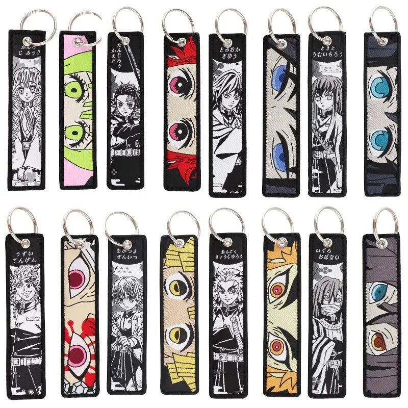Anime Demon Slayer Blade Weaving Mark Keychain Trendy Fashion Hanging Rope Devil Access Control Pendant Office ID Pendant Gift