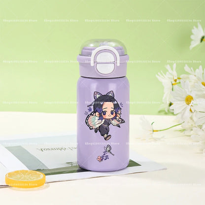 500ml Demon Slayer Thermos Cup 316 Stainless Steel Insulated Cup Girl Boy Anime Portable Straw Water Bottles Kid Travel Cup Gift