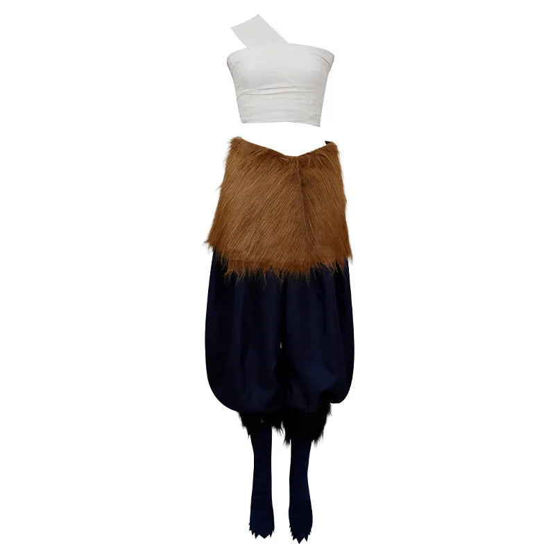 Hashibira Inosuke Cosplay Costume, Boar Head Mask Set, Halloween Party Outfit Inosuke Wigs Package Pants Fancy Dress Pants and