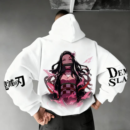 Demon Slayer Men's Hoodie Sweatshirt Kamado Nezuko Anime Spring Autumn Winter Boy Harajuku Long-sleeved Parent-child Outfit