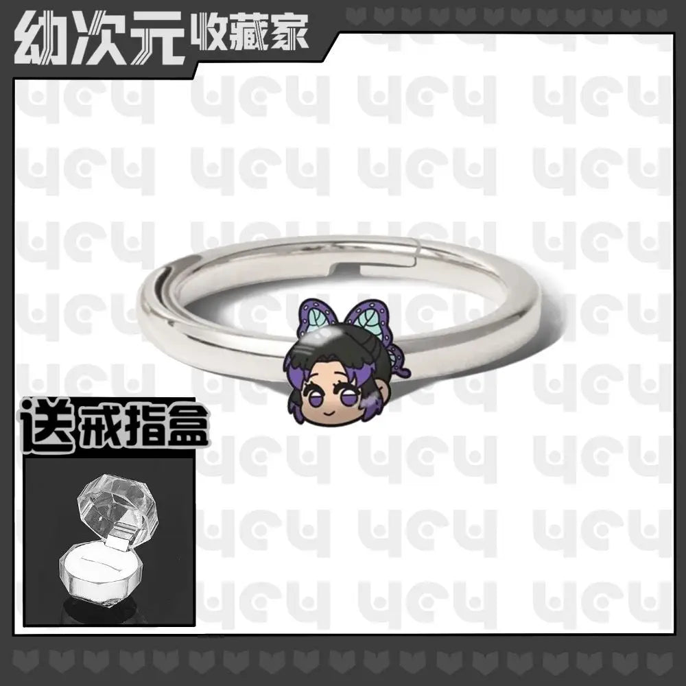 Demon Slayer Douma Tokitou Muichirou Tomioka Giyuu 2D Ring Fashion Personalized Cosplay Accessories Anime Original Niche Gift