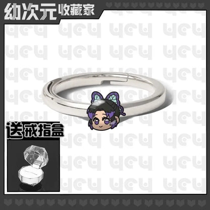 Demon Slayer Douma Tokitou Muichirou Tomioka Giyuu 2D Ring Fashion Personalized Cosplay Accessories Anime Original Niche Gift