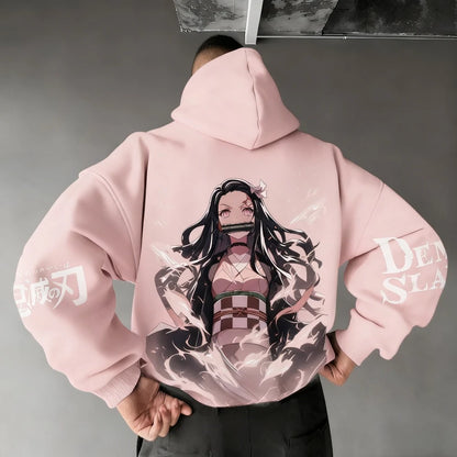 Demon Slayer Men's Hoodie Sweatshirt Kamado Nezuko Anime Spring Autumn Winter Boy Harajuku Long-sleeved Parent-child Outfit