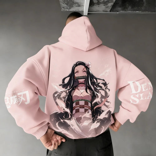 Demon Slayer Men's Hoodie Sweatshirt Kamado Nezuko Anime Spring Autumn Winter Boy Harajuku Long-sleeved Parent-child Outfit
